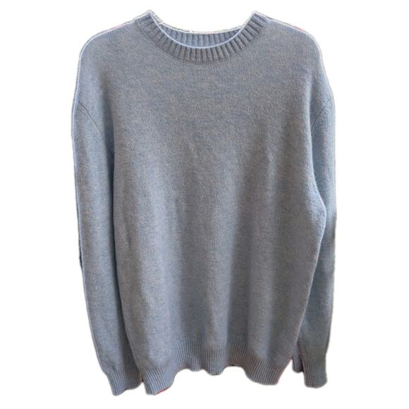 Men's Kangra Alpaca Wool Sky Blue Crew Sweater Italy Euro Old Money Academia - Picture 5 of 7